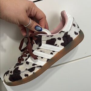 Adidas Cow Print Sneakers with Pink Interior